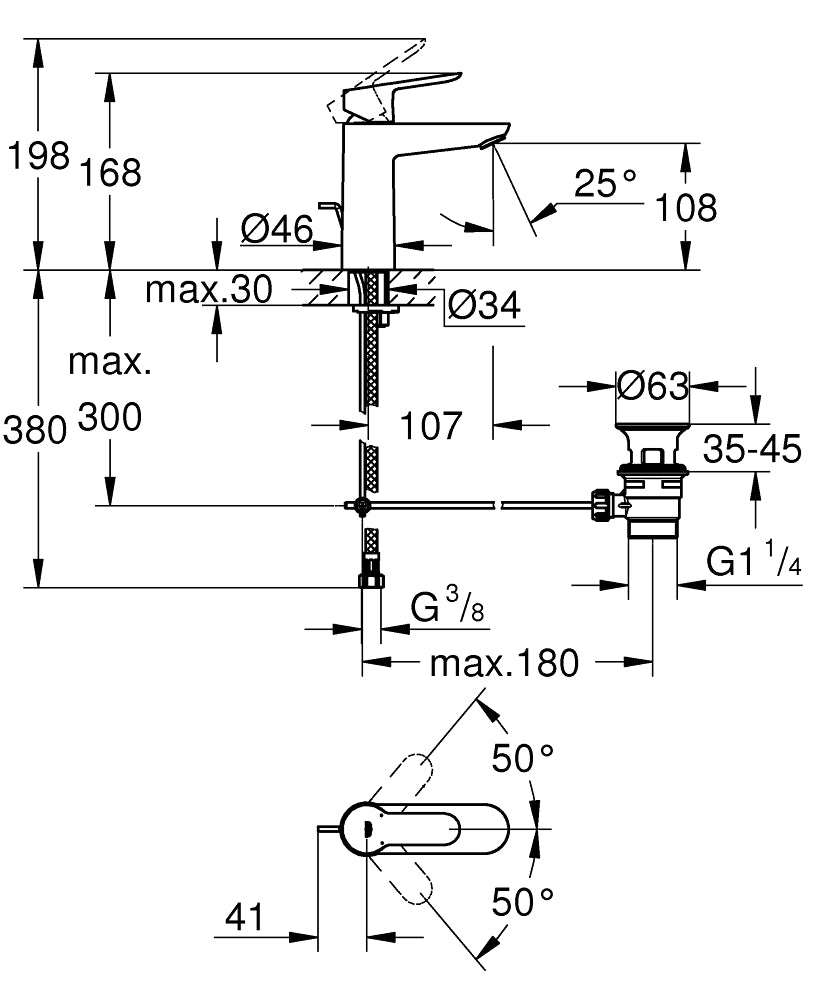 Grohe Bauedge Basin Mixer (M Size) Art. 23758000