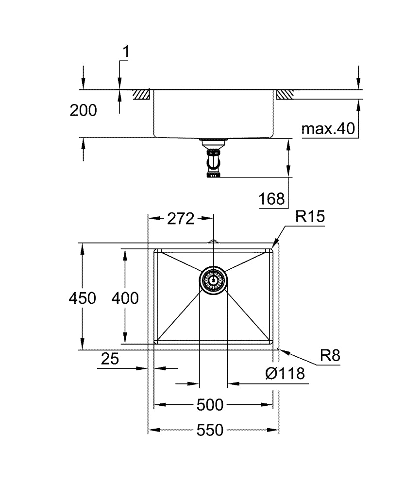 Grohe K700 60-S 54.4/44.4 1.0 Kitchen Sink Art. 31574SD1