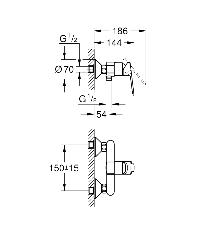 Grohe BauEdge Single Lever Shower Mixer Art. 32821000