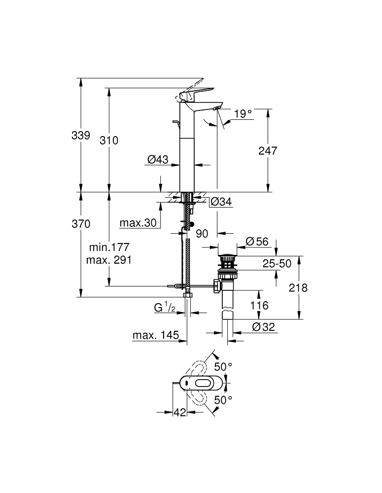 Grohe Bauloop Basin Mixer Art. 32856000