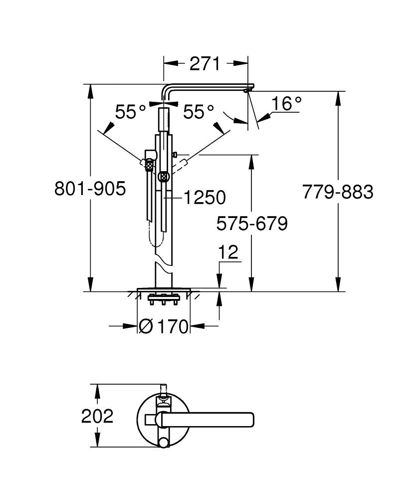 Grohe Lineare Freestanding Bath Mixer Art. 23792001 + 45984000