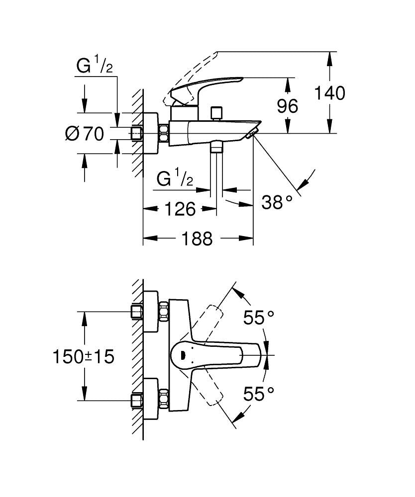 Grohe Eurosmart Single Lever Bath/ Shower Mixer Art. 33300003