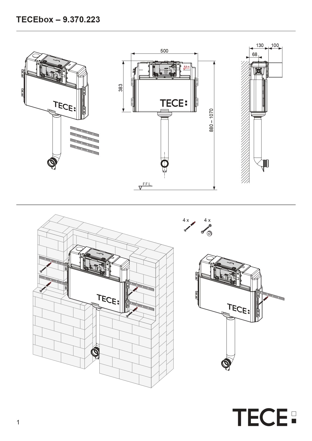 Tece Uni Concealed Cistern (FRONT) Art. 9370223