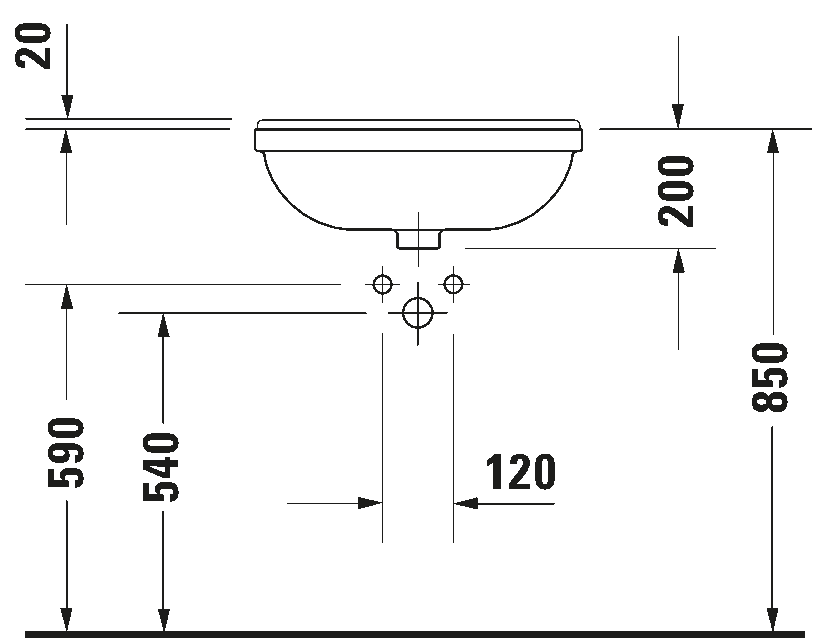 Duravit Starck 3 Semi-Recessed Basin Art. 031055