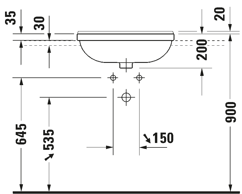 Duravit Starck 3 Semi-Recessed Basin Art. 031055