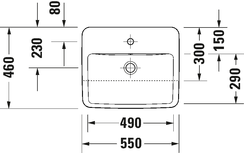 Duravit No. 1 Semi-Recessed Basin Art. 03765500002