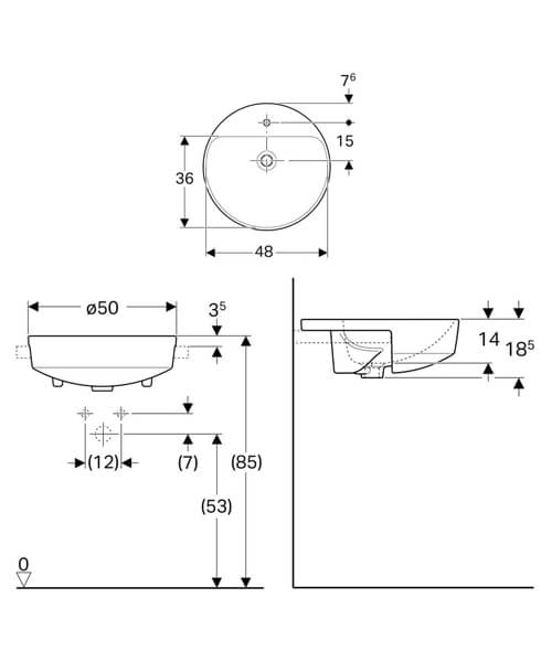 Geberit "Variform" Round Semi-recessed Basin Art. 500.782.01.2