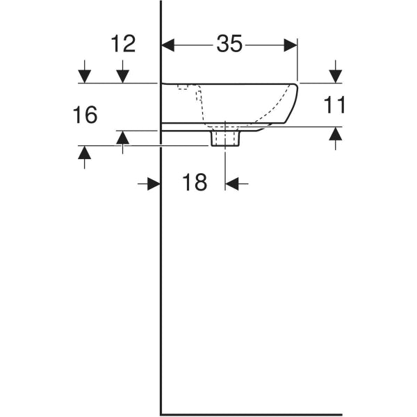 Geberit Selnova Square Wall Hung Basin 450mm Art. 500.322.01.1