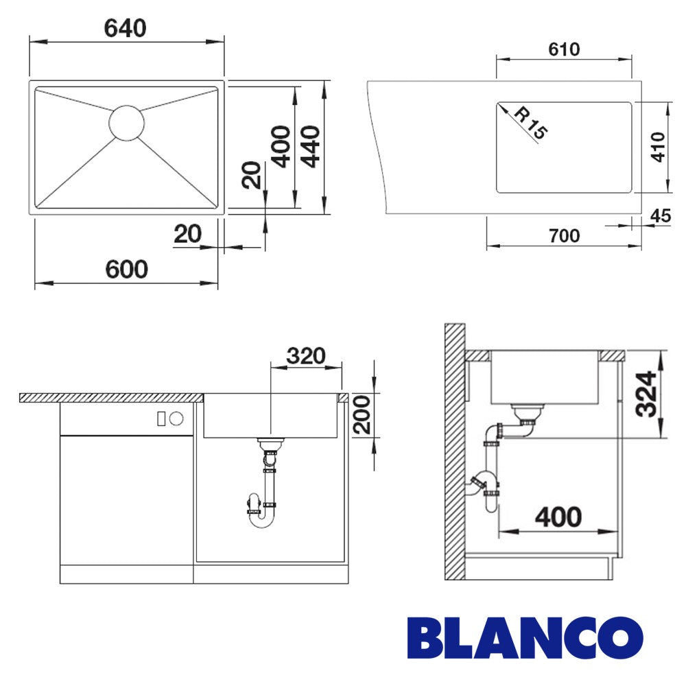 Blanco Quartrus R15 600-IU Kitchen Sink Art. 200039