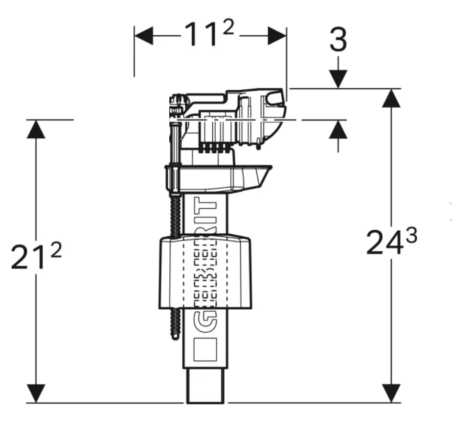 Geberit Type 380 Fill Valve (Without Brass Connector)