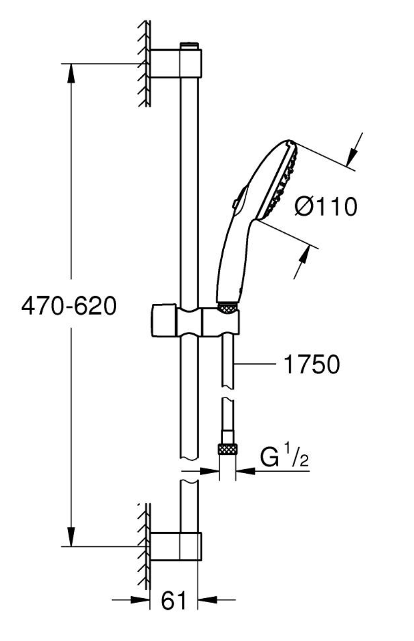 Grohe Tempesta 110 Shower rail set 3 sprays Art. 27794003