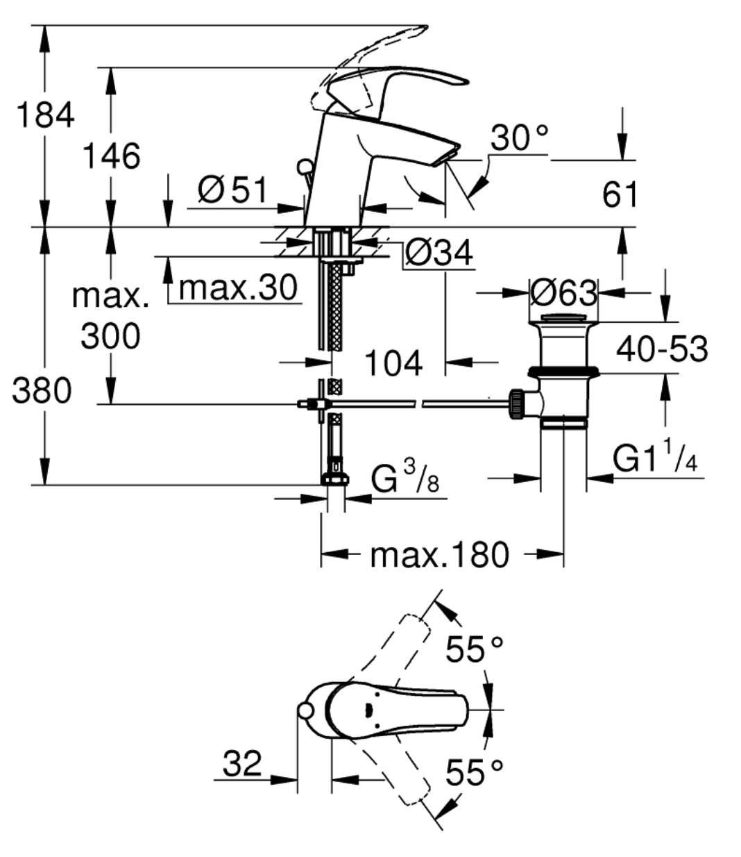 Grohe Eurosmart Basin Mixer (S Size) Art. 33265002