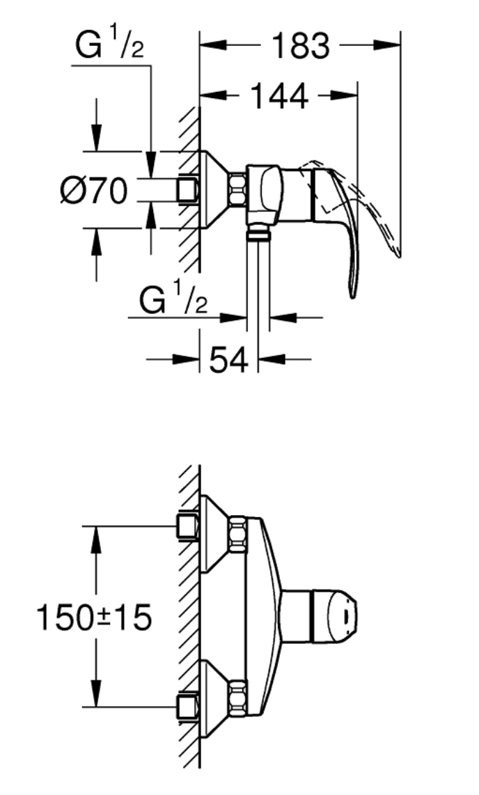 Grohe Eurosmart Single Lever Shower Mixer Art. 33555002