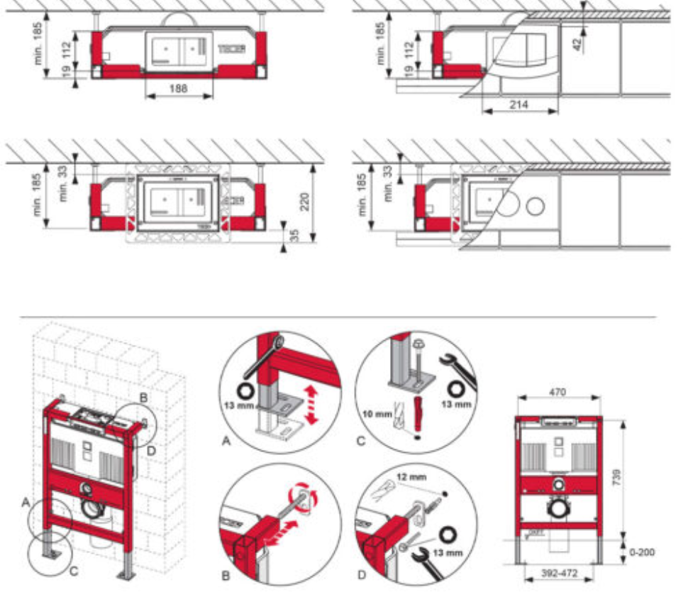 TeceConstruct Full Frame Concealed Cistern 750mm Art. 9300294 (Top Actuation)