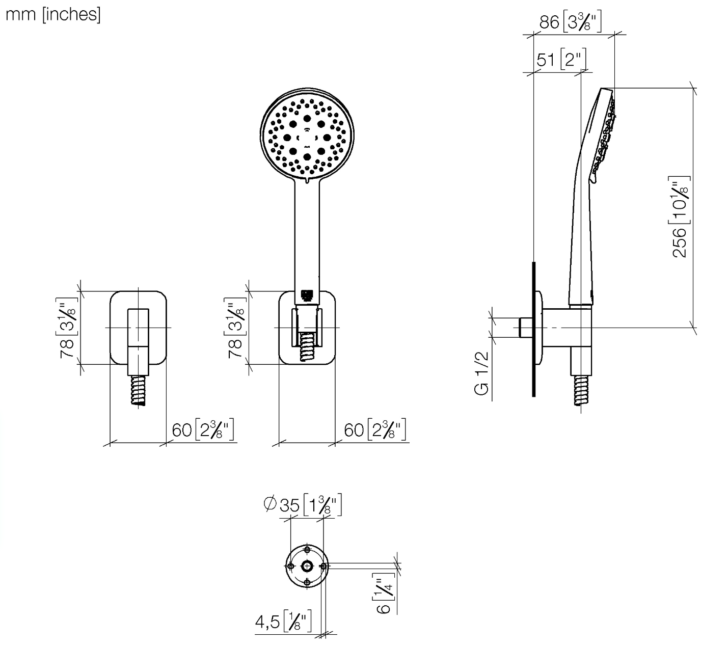 Dornbracht LISSÉ Hand shower set with individual flanges Art. 27 803 845-00
