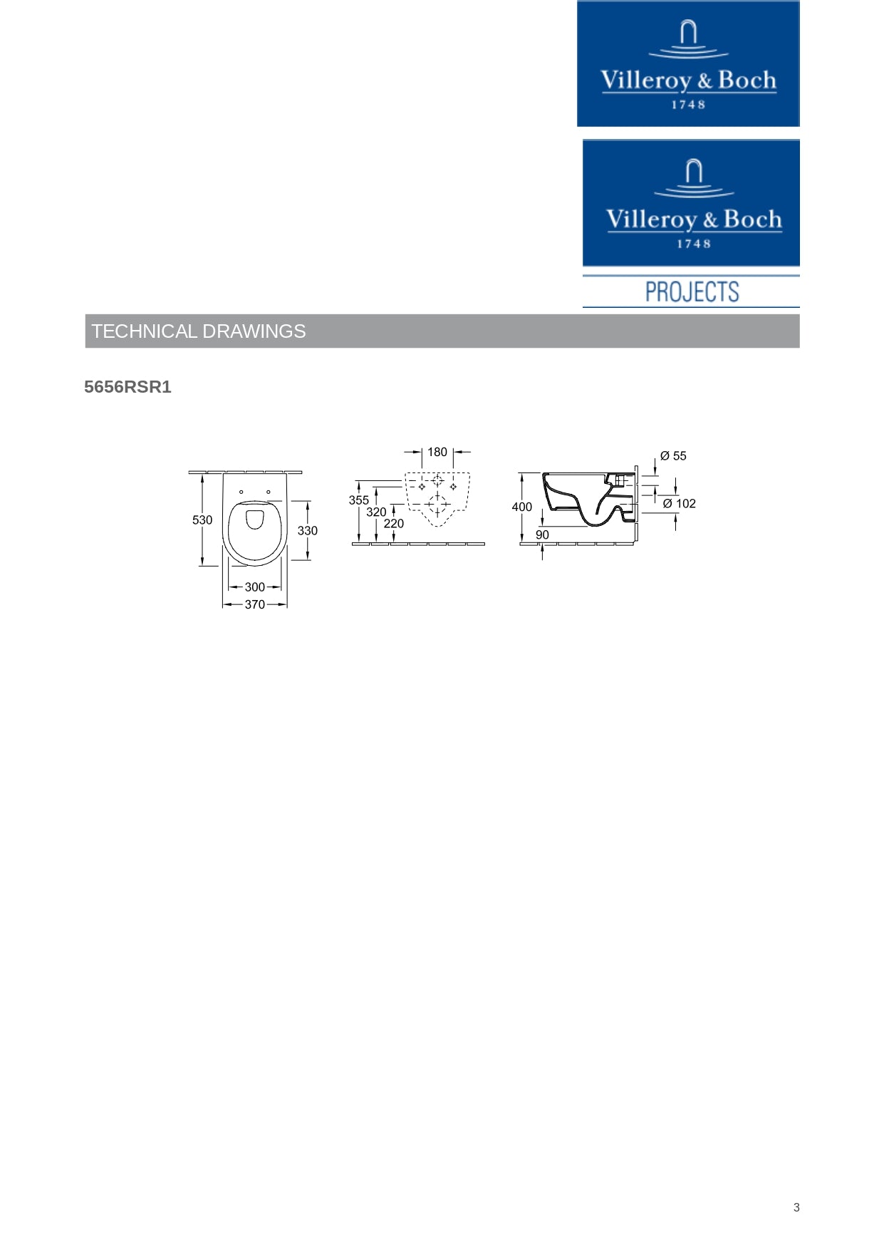 Villeroy & Boch Avento Wall Hung WC Art. 5656R001 + U9020S
