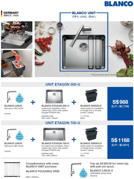 *BUNDLE SALE* Blanco Etagon Kitchen Sink + Blanco  Linus Kitchen Sink Mixer + Blanco Singolo