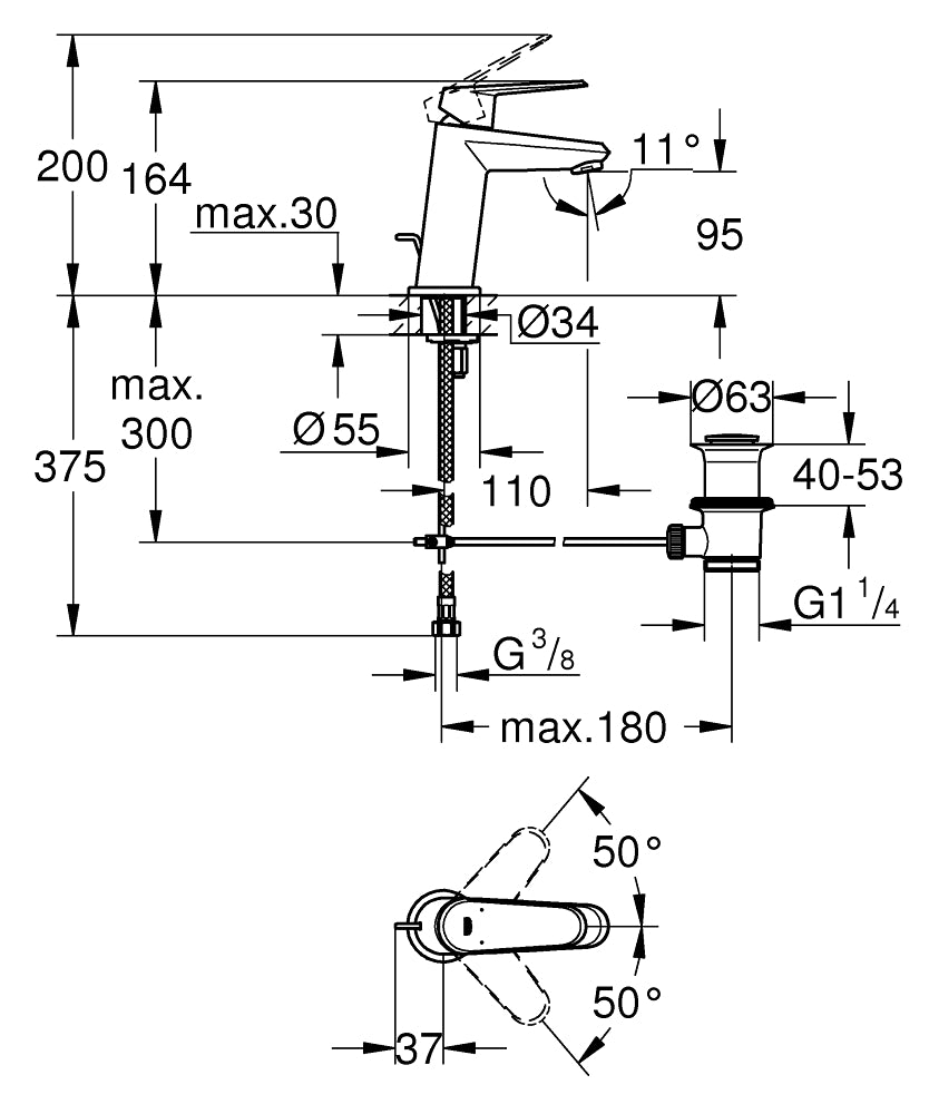 Grohe Eurodisc Cosmopolitan Basin Mixer (S Size) Art. 23049002