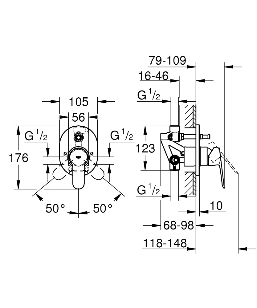 Grohe BauEdge Single Lever Bath/ Shower Mixer Art. 29039000