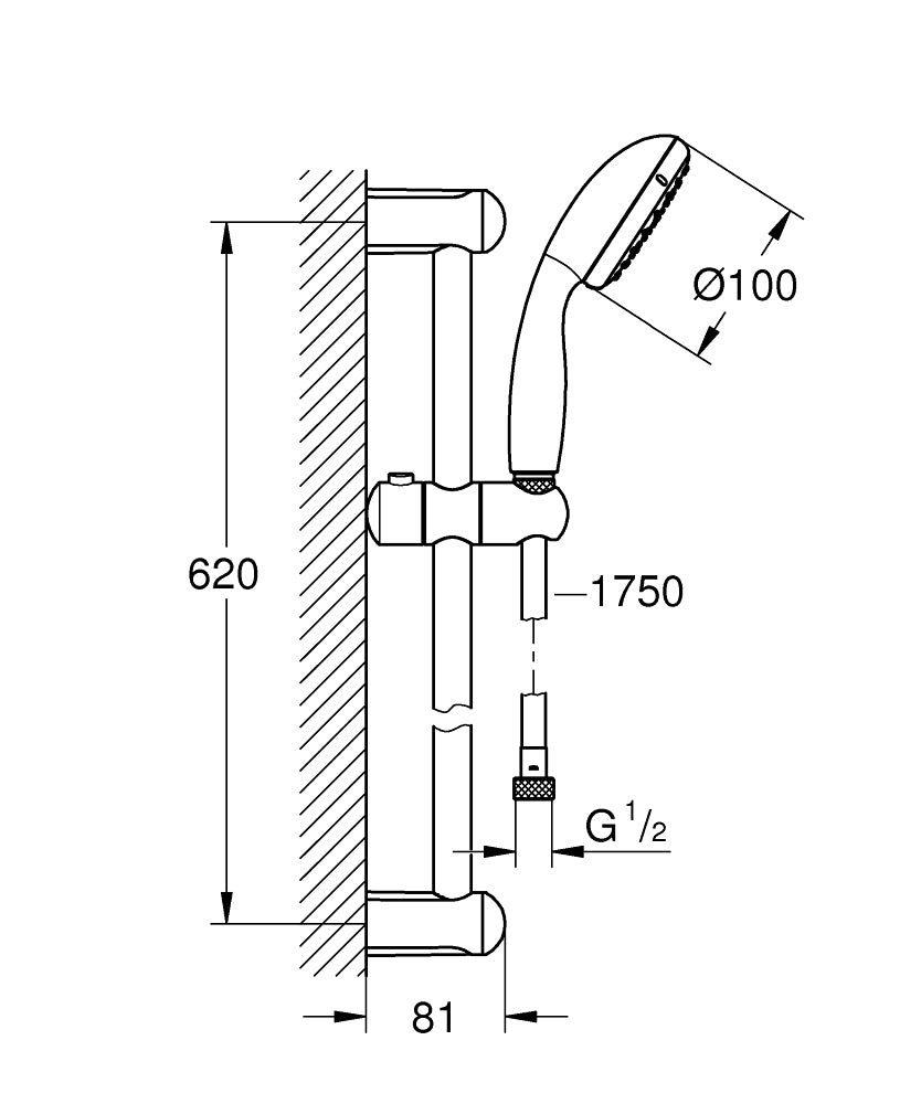 Grohe Tempesta 100 Shower Rail Set 2 Sprays Art. 27598001