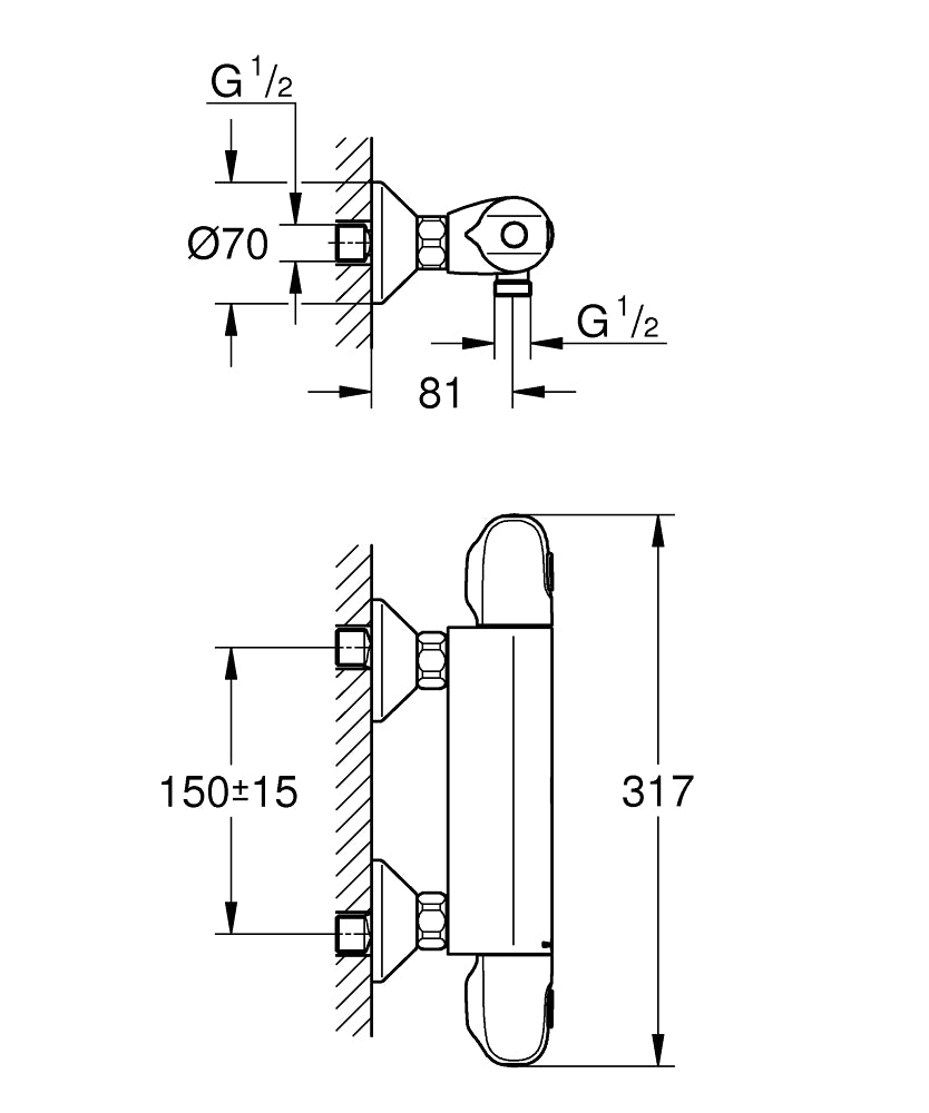 Grohe Grotherm 1000 Thermostat Shower Mixer Art. 34143003