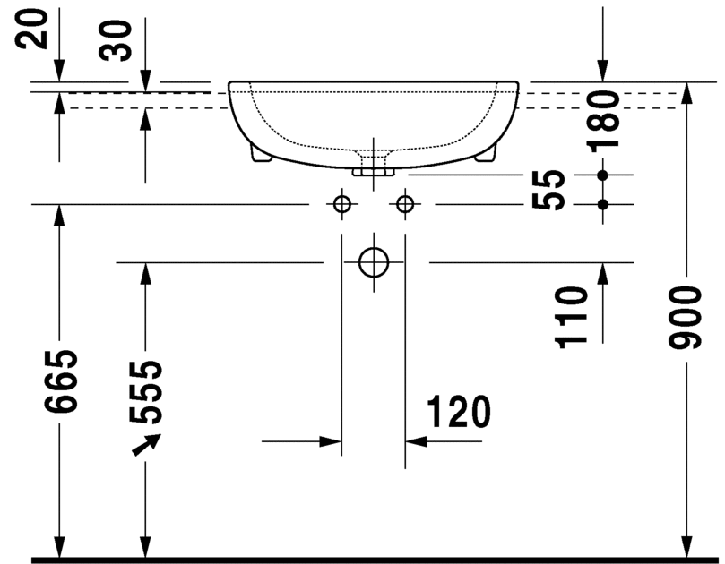 Duravit D-Code Semi-Recessed Basin Art. 033955