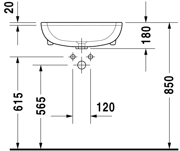 Duravit D-Code Semi-Recessed Basin Art. 033955