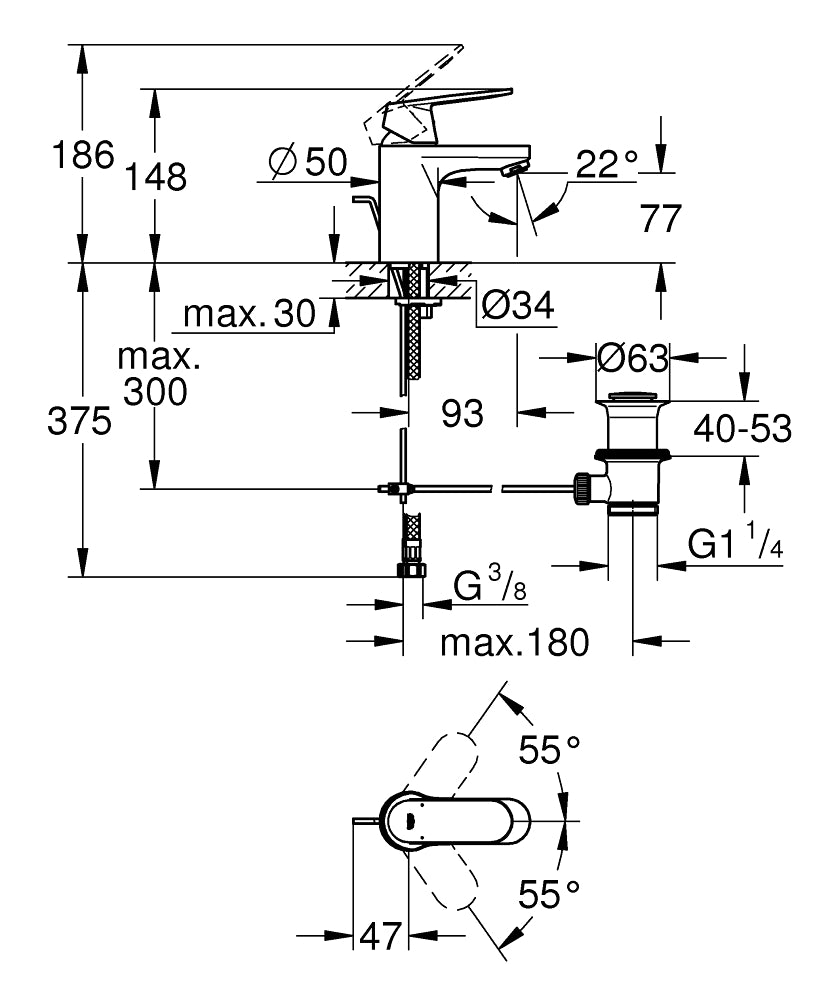 Grohe Eurosmart Cosmopolitan Basin Mixer (S Size) Art. 32825000