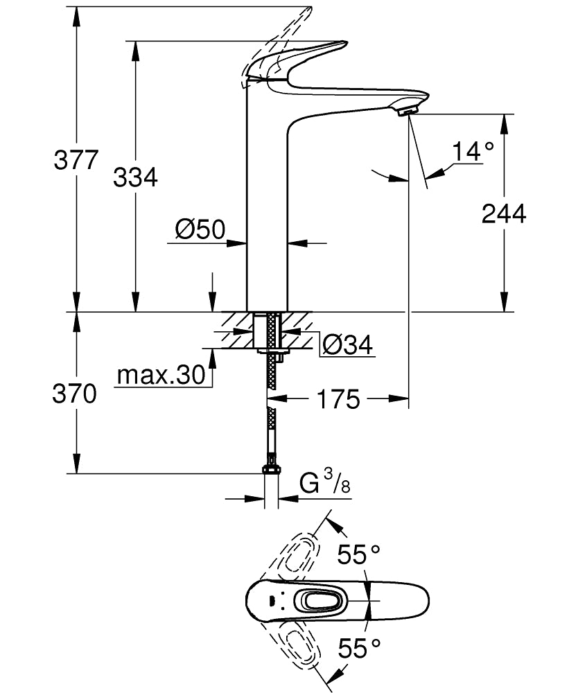 Grohe Eurostyle Basin Mixer (XL Size) Art. 23570LS3