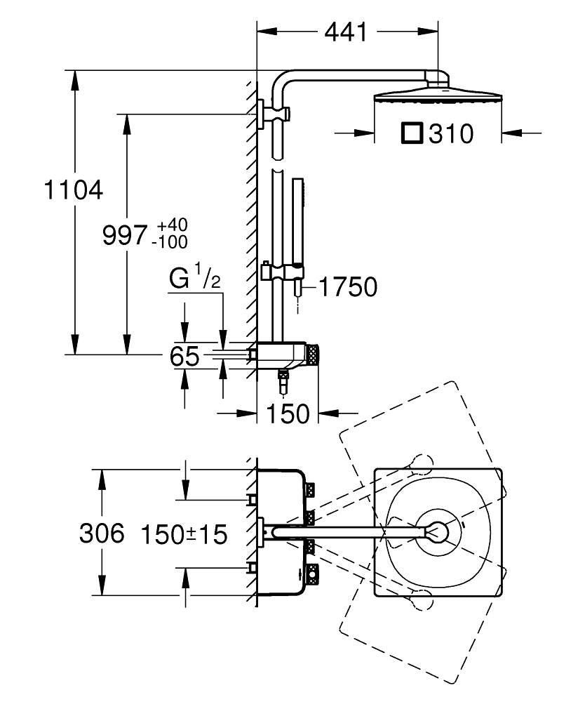 Grohe Euphoria 310 Thermostatic Shower System Art. 26508DL0
