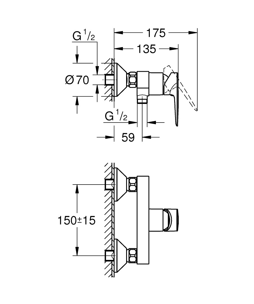 Grohe BauEdge Single Lever Shower Mixer Art. 23636001