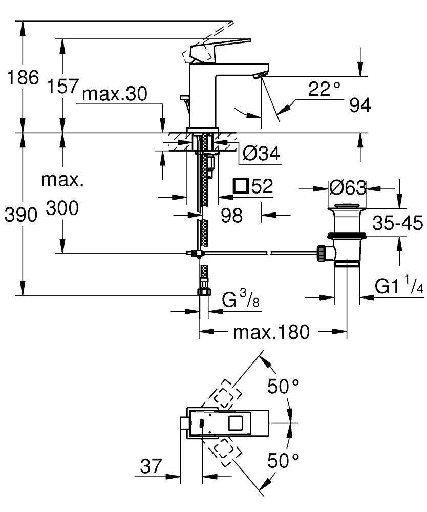 Grohe Eurocube Basin Mixer (S Size) Art. 23127000