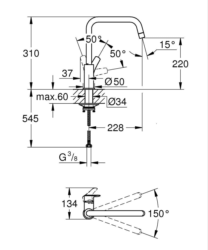 Grohe EuroSmart Sink Mixer Art. 30567000