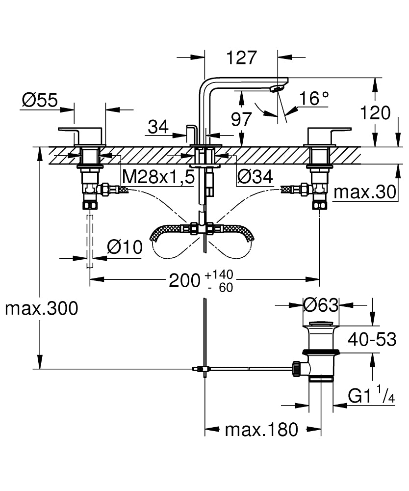 Grohe Lineare New 3-hole Basin Mixer Art. 20304001