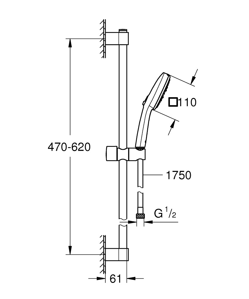 Grohe Tempesta Cube 110 Shower Rail Set 3 Sprays Art. 27786003