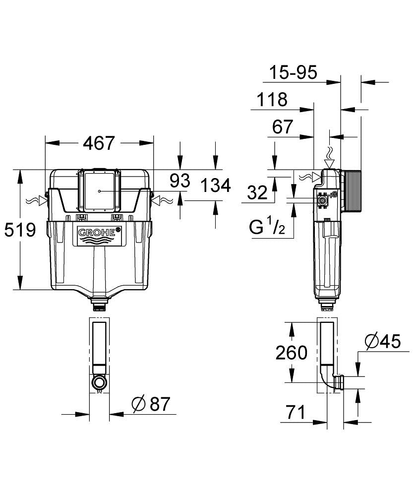 Grohe GD2 Concealed Cistern Art. 38661000