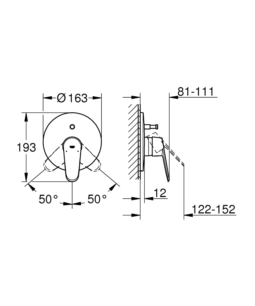 Grohe Eurodisc Cosmopolitan Single Lever Bath Mixer Trim Art. 19548002 + Art. 33963000