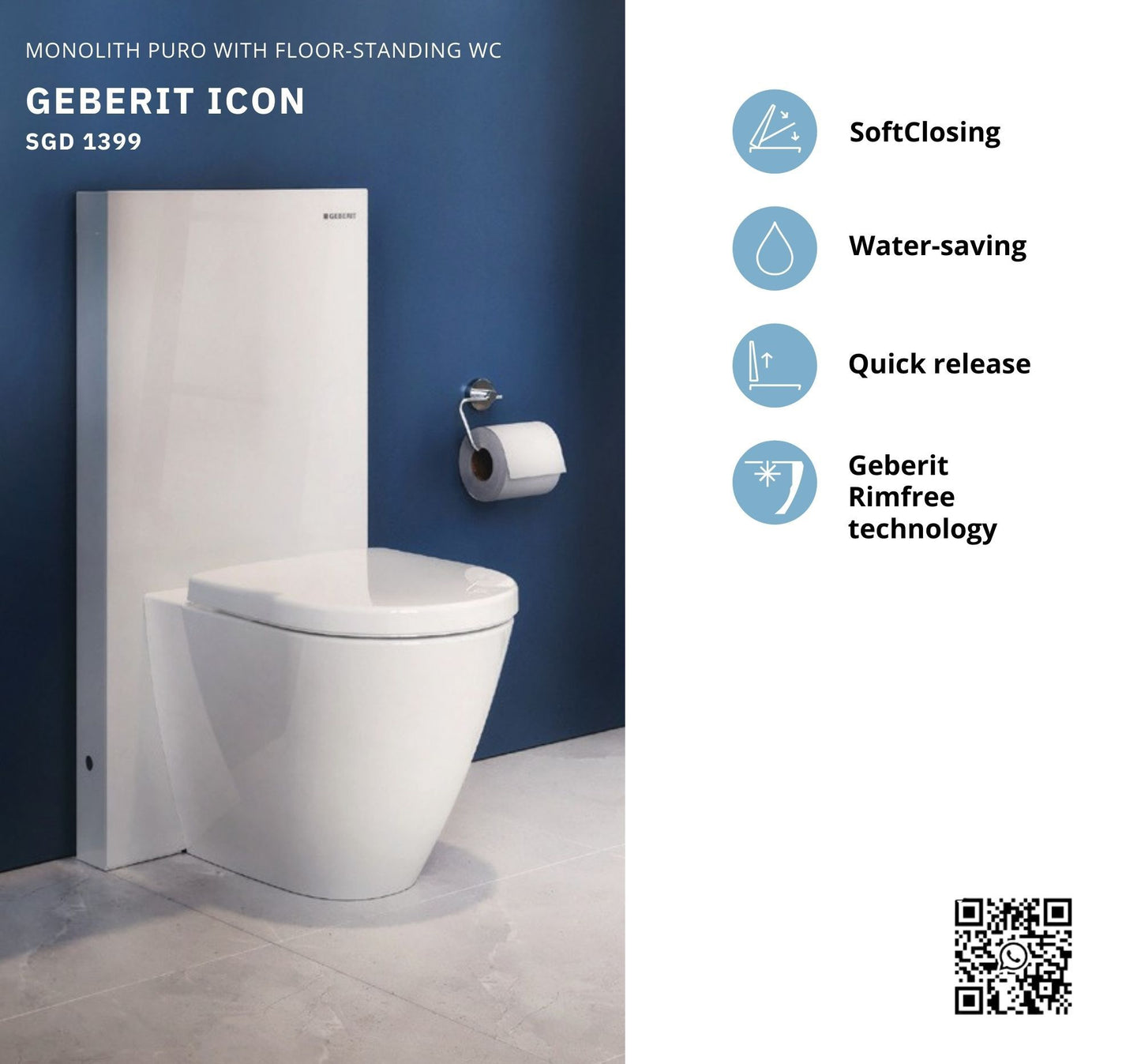 *BUNDLE SALE* Geberit Monolith Puro (White) Art. 131.172.SF.1+ Geberit iCon Floor Standing WC Art. 21402000