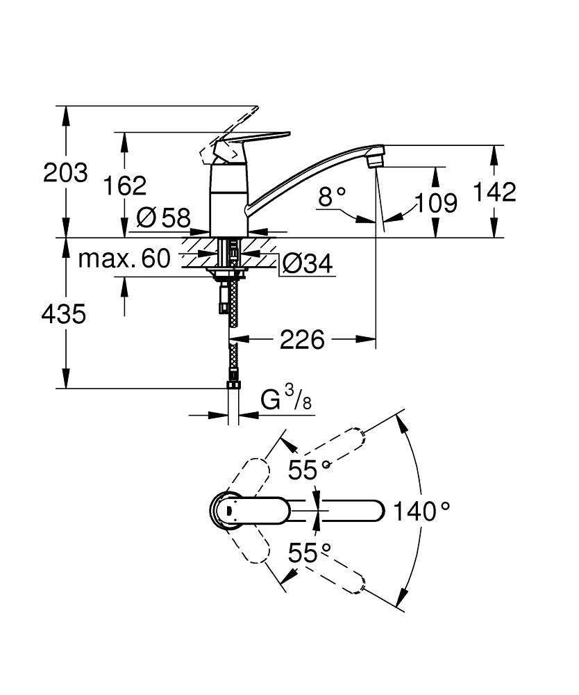 Grohe Eurosmart Cosmopolitan Sink Mixer Art. 32842000