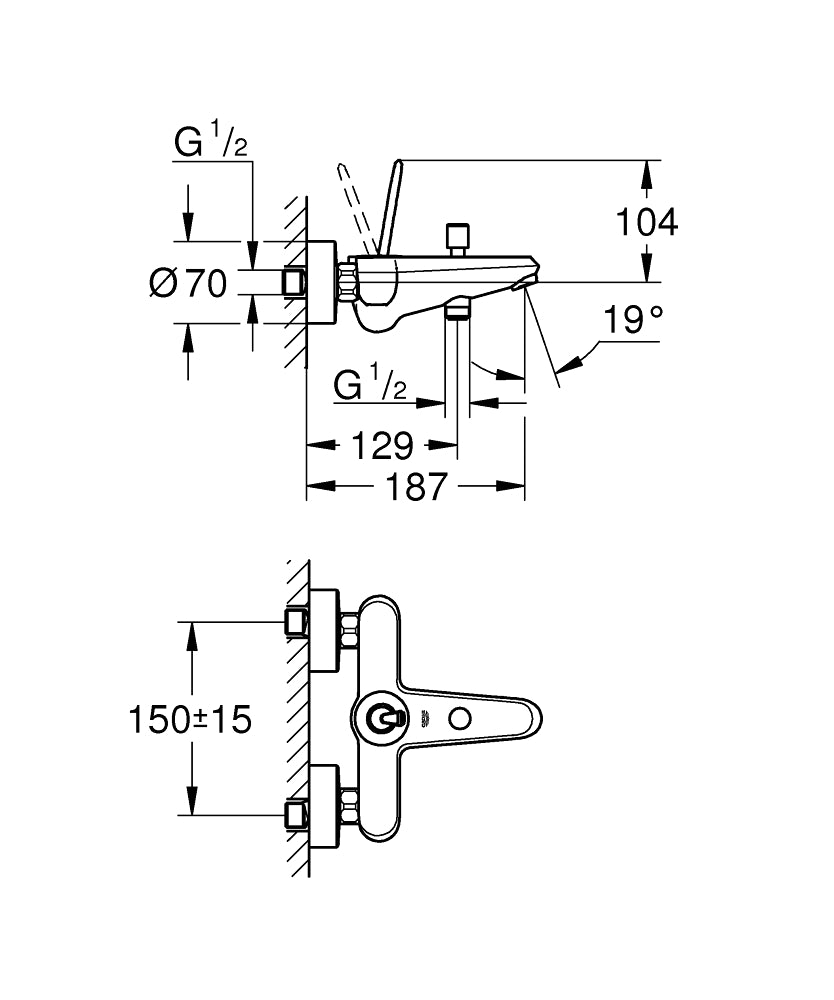 Grohe Eurodisc Joystick Single Lever Bath/ Shower Mixer Art. 23431000