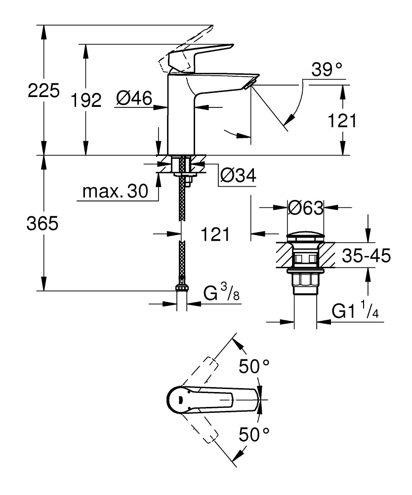 Grohe Start Basin Mixer QuickFix (M Size) Art 23575002