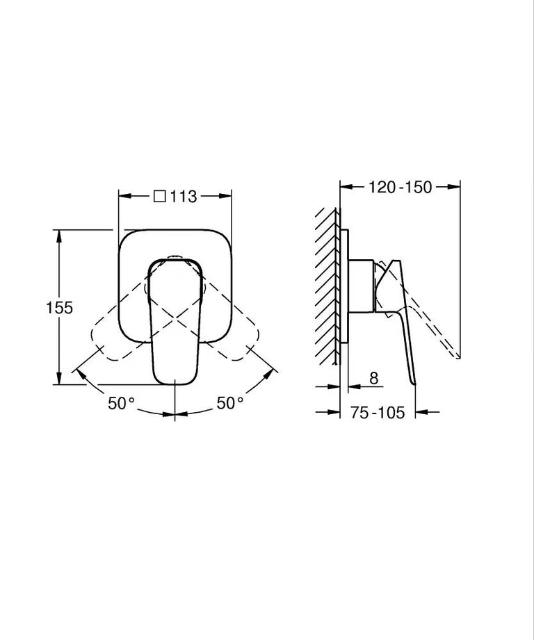 Grohe Cubeo Single Lever Bath Mixer Trim Art. 101830000 + 33964001