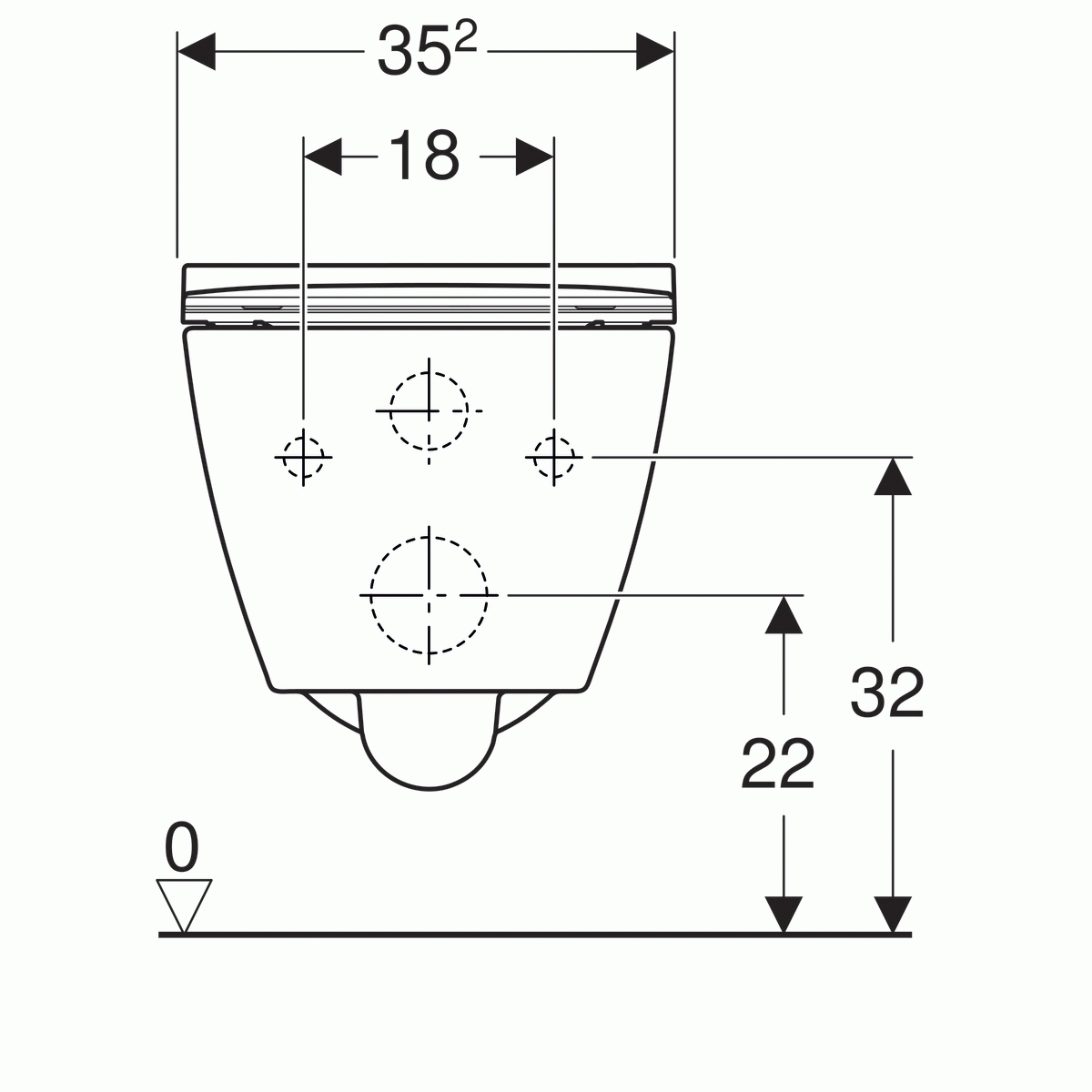 Geberit Smyle Square Wall Hung WC (RIM-FREE) Art. 500.683.01.1