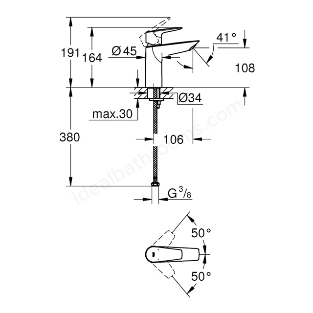 Grohe BauEdge Basin Mixer (M Size) Art 23093001