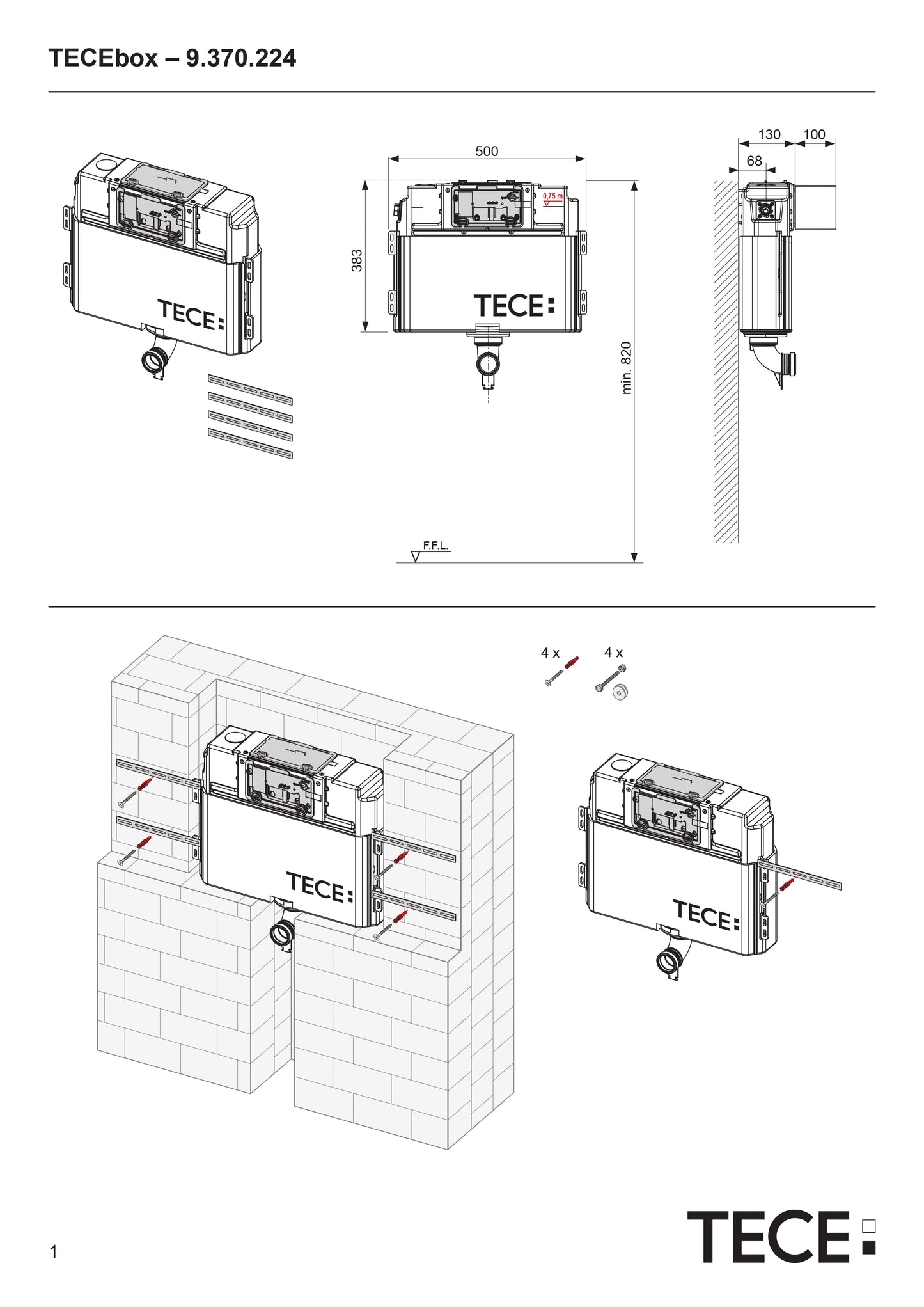 Tece Uni Concealed Cistern (TOP) Art. 9370224