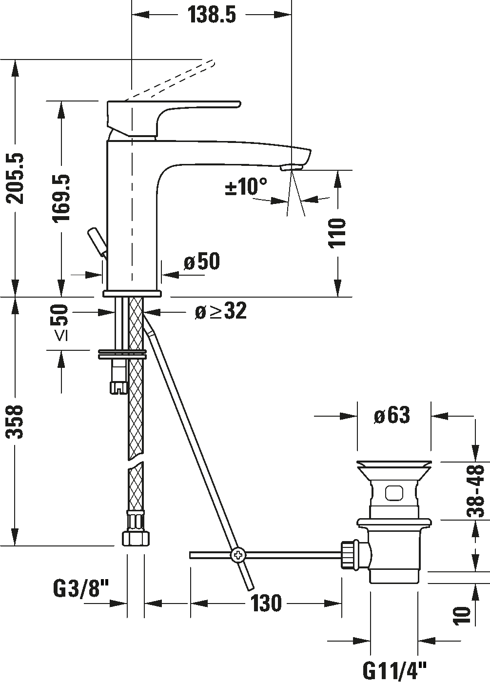 Duravit B1 Basin Mixer (M Size) Art. B11020001010