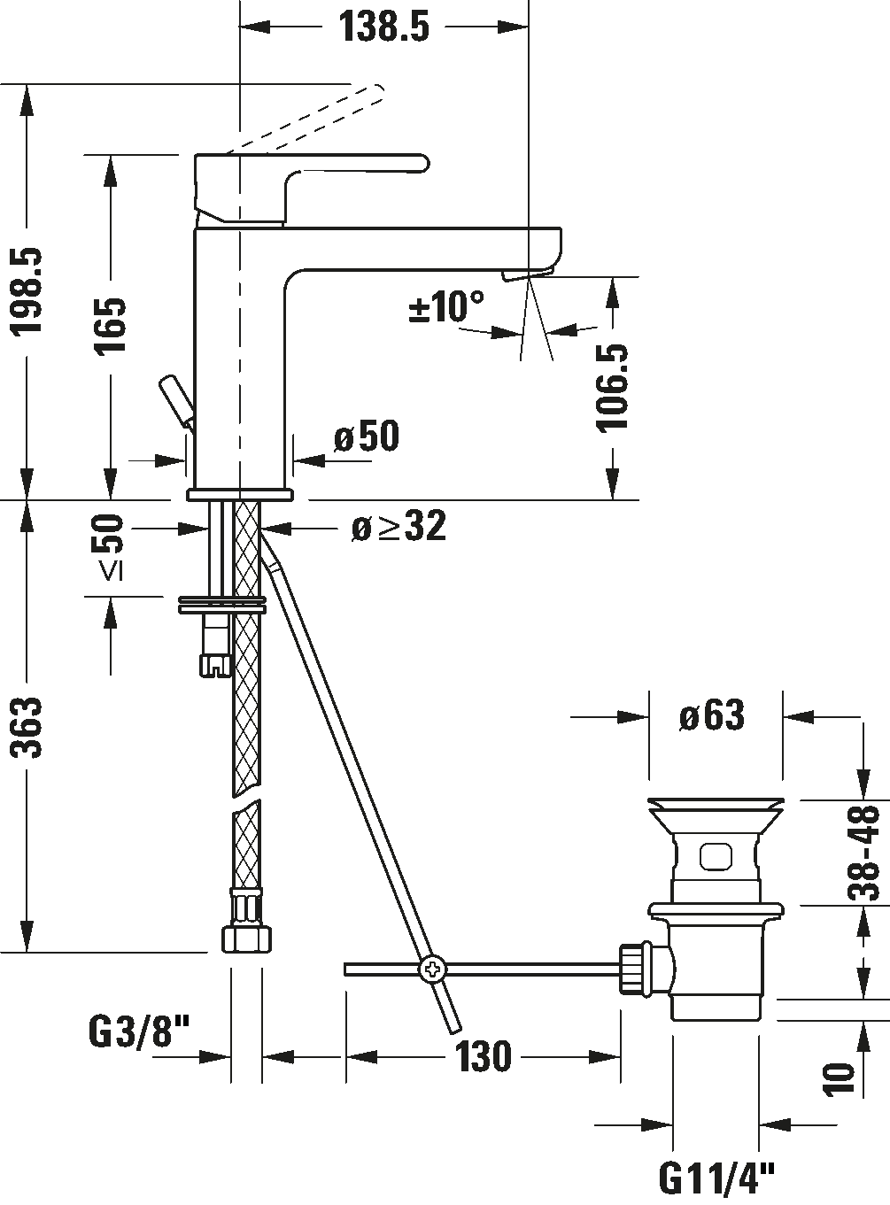 Duravit B2 Basin Mixer (M Size) Art. B21020001010