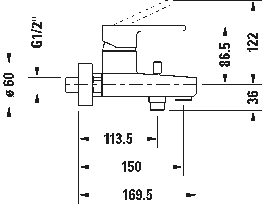 Duravit B.2 Exposed Bath Mixer Art. B25230000010