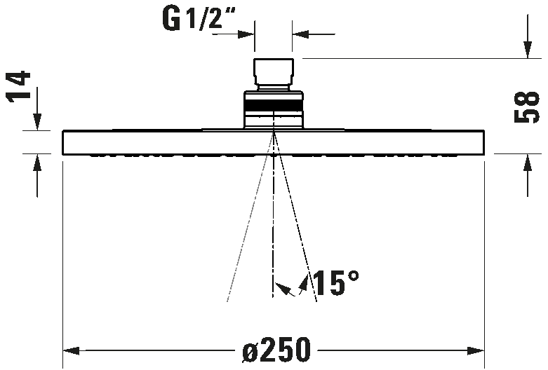 *Matte Black* Duravit Overhead Shower 1 Jet 250mm Art. UV0660018A46