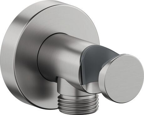 *Brushed Stainless Steel* Duravit Round Wall Outlet with Holder Art. UV0630009070